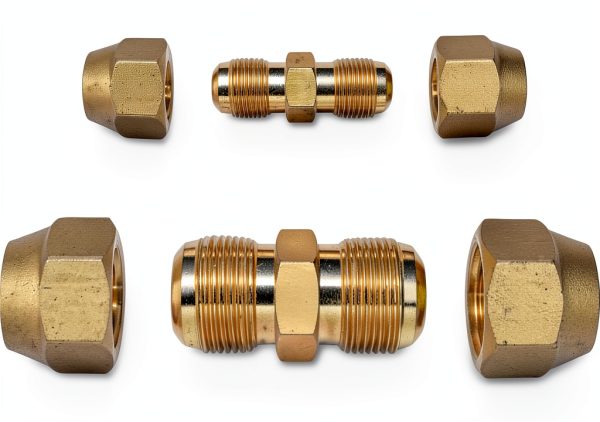 Copper Pipe Joint Connectors 2PCS 1/4" & 1/2" Flare Nuts-1