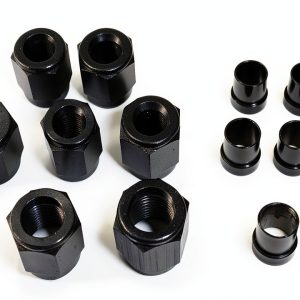 GERRIT 6AN Aluminum Tube Nut and Sleeve Black for 3/8 Hard Line 8 Nut and Sleeve-0