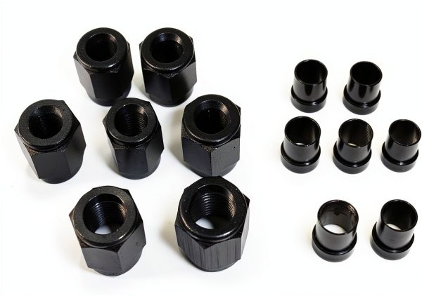 GERRIT 6AN Aluminum Tube Nut and Sleeve Black for 3/8 Hard Line 8 Nut and Sleeve-0