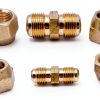 Copper Pipe Joint Connectors 2PCS 1/4" & 1/2" Flare Nuts-2