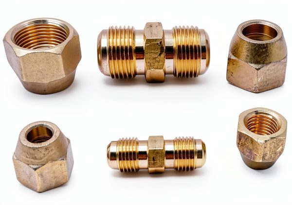 Copper Pipe Joint Connectors 2PCS 1/4" & 1/2" Flare Nuts-2