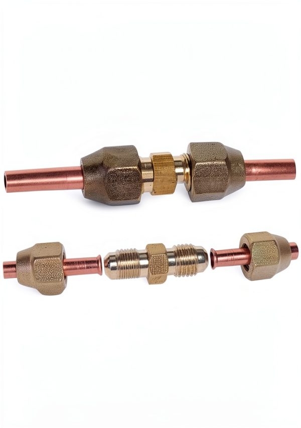 Copper Pipe Joint Connectors 2PCS 1/4" & 1/2" Flare Nuts-3